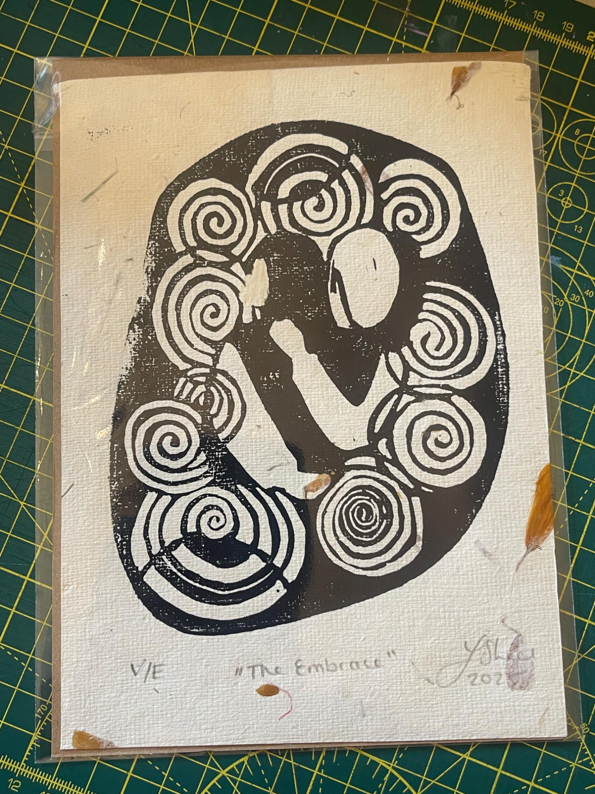 The embrace - on textured paper 