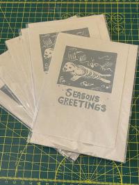 Seal on unbleached card 